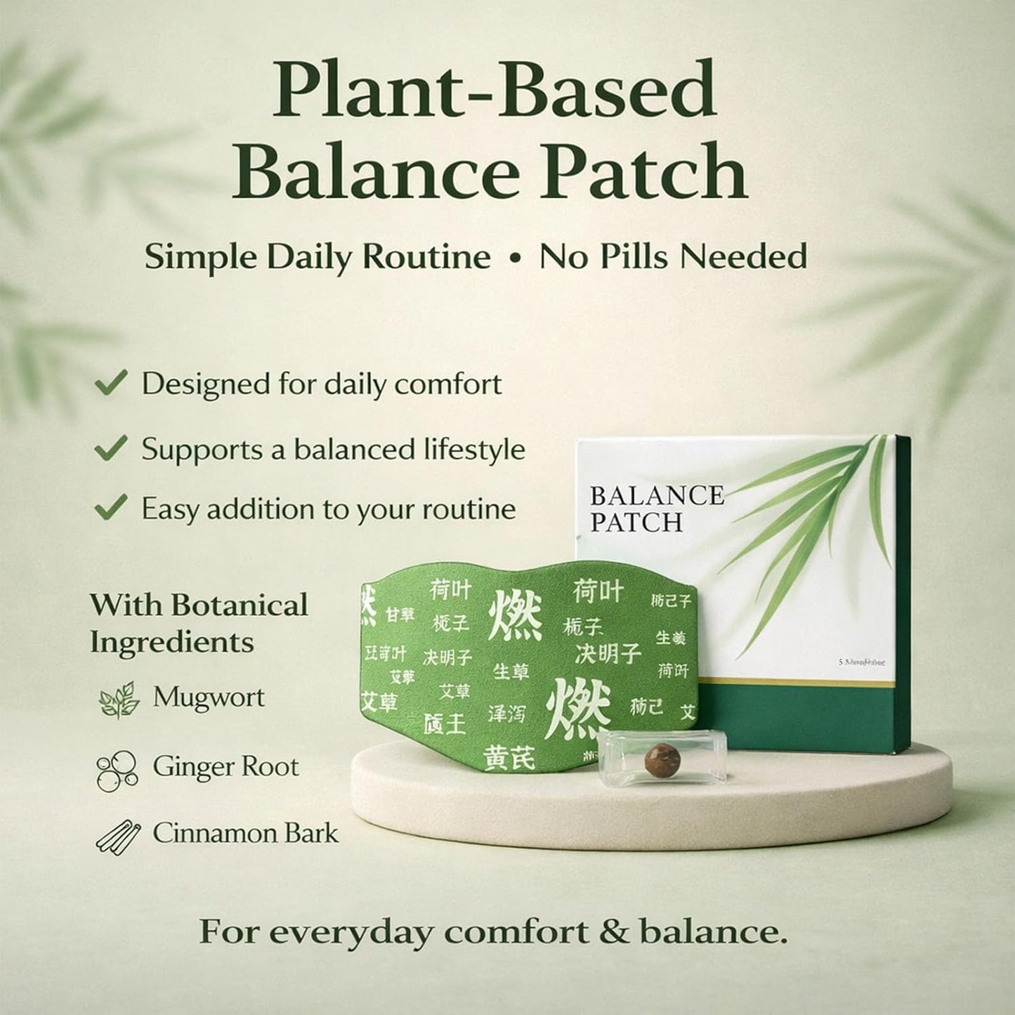 Somnera Herbal Waist Patch – Japanese Plant-Based Belly Balance Strips for Bloating Relief, Comfortable Overnight Adhesive, 5 Patches